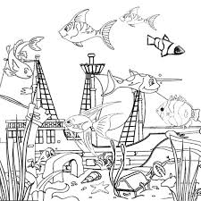 Tagged coloring pages for kids. Drowning Galeon Inside Fish Tank Coloring Page Netart Coloring Pages Fish Tank Drowning