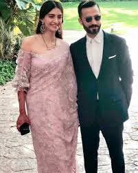 Sonam Kapoor With Her Husband Anand Ahuja Indian Designer Outfits Indian Outfits Saree Blouse Designs Latest