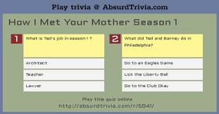 Built by trivia lovers for trivia lovers, this free online trivia game will test your ability to separate fact from fiction. Trivia Quiz How I Met Your Mother Season 1