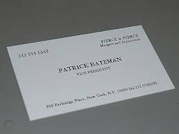 Patrick bateman works in a business his father owns and looks like everyone else in his industry. The Patrick Bateman American Psycho Business Card Christian Bale Hollywood Film 502656729