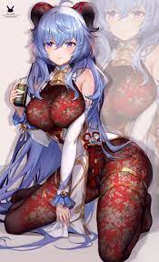 melailai genshin impact ganyu asian clothes cream erect nipples garter  horns lactation | #716242 | yande.re