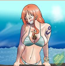 Giantess Nami keeps her crew safe through rough waters. giantess  sizetwitter OnePiece 巨大娘
