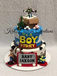 Cake Ideas Cartoon Birthday Cake For Baby Boy 1 Year Toy Story Cake It S A Boy Story Toy Story Cakes Disney Baby Shower Baby Boy Shower Party