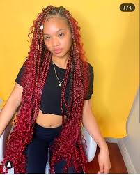 Black And Burgundy Bohemian Box Braids 40 Bohemian Box Braids Coils Glory Box Braids Hairstyles Braids With Curls Girls Hairstyles Braids