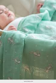Baby Swaddle Blanket Super Soft Mint Bunny Muslin Swaddle Wrap Baby Shower Made From Cotton Bamboo Baby Swaddle Baby Swaddle Blankets Unisex Baby Gifts