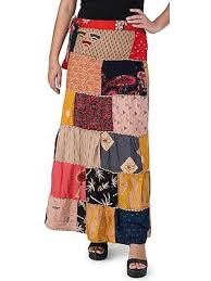Long Printed Dori Skirt from Gujarat with Patch Work