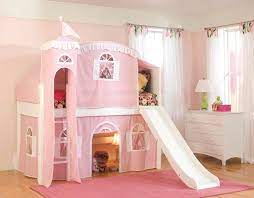 Whether you choose a lovely poster or sleigh bed frame, your little one will adore the charming rose and ribbon details. Princess Castle Princess Bunk Bed With Slide Novocom Top