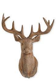 Wooden Effect Stag Head Wall Plaque Stag Head Clock Wall Decor Animals Sculptures