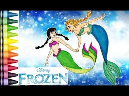 The coloring page is available as pdf or png file for printing or downloading. Disney Frozen Coloring Page Anna And Elsa Transform Into Mermaid Fun For Kids To Learn Art Youtube