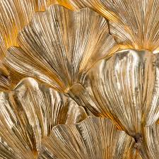 Grosse Messing Wandleuchte Aus Stilisierten Gingko Blattern Zwei