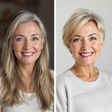 LONG 🆚 SHORT ELEGANT CUT ✂️ What do you think about this makeover?  #shorthair #kratkovlasky #kurzehaare #cortopelo #bixie #longtoshort  #hairmakeover #hairchange