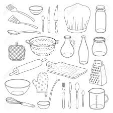 Check spelling or type a new query. Hand Drawn Outline Kitchen Utensils Isolated On White Background Royalty Free Cliparts Vectors And Stock Illustration Image 60476141