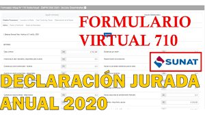 May 12, 2021 · este miércoles 12 de mayo inicia el proceso de devolución de impuestos en el marco de la operación renta 2021. Declaracion Jurada Anual 2020 Formulario Virtual 710 Sunat Youtube
