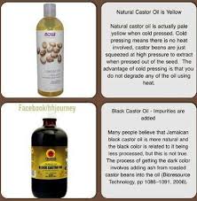 Cold pressed castor oil usually has a pale yellow color. Castor Oil Vs Black Castor Oil Black Castor Oil Castor Oil Natural Hair Styles