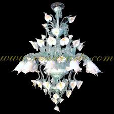 Chandelier handmade according with the old murano glass tradition, handcrafted in blown glass. Calla Flowers Murano Glass Chandelier