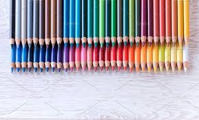 Colour Pencils On White Table Colored Pencils White Table Color