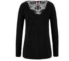 Damen blusentop blazershirt top shirt tanktop spitze trägertop partytop hemd. S Oliver Langarm Shirt Elastisches Damen Shirt Mit Spitze Schwarz