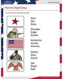 Pick The Right Ones Free Memorial Day Worksheet For 1stgrade Worksheets For Kids How To Spell Words Words