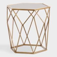 Gold Geometric Mirrored Adair Accent Table Home Room Design Small Gold Table Gold Accents Bedroom