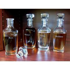 Liquor Decanters Four Glass Bottle Set Liquor Decanter Liquor Decanter Set Glass Bottles