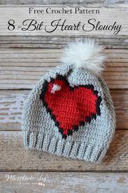 crochet 8 bit heart slouchy whistle and ivy