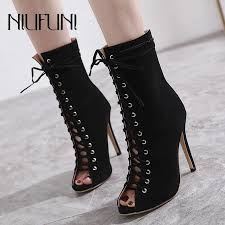 5% coupon applied at checkout. Peep Toe Suede Niufuni Women S Black Ankle Strap Boots High Heels Stiletto Metal Western Boots Sexy Lace Up Bottes Femme 35 40 Ankle Boots Aliexpress