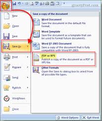 How To Save Or Convert Office Word Excel 2007 Documents As A Pdf Or Xps With Plugin