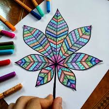 3d Colorful Leaf Drawing How S It Guys Mandala Art Lesson Sharpie Art Leaf Drawing