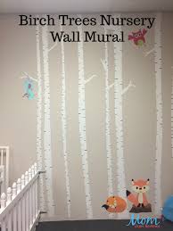 I made my largest tree by overlapping pieces of 2″ tape. Painted Birch Trees Mural For The Nursery Wall Mom Does Reviews