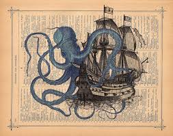The giant tentacles violently rip the ship apart! Pin By Sarah On Beautiful Body Art Ship Art Art Prints Posters Art Prints