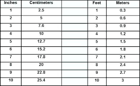 Conversion Chart Feet To Meters And Inches Height Conversion