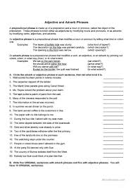 Adjective And Adverb Phrases Prepositional Phrases Adverbs Nouns And Pronouns