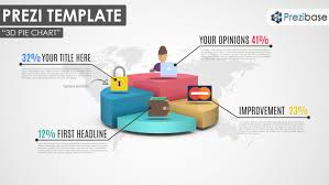 3d Pie Chart Prezi Template With Quarters Infographic