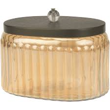 Use them as cookie jars, candy jars, fancy storage jars, and more! Stonebriar Collection Decorative Amber Glass Canister With Hammered Metal Lid Walmart Com Walmart Com