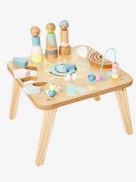 chariot de marche avec freins en bois fsc rose vertbaudet table d activite jeux amusants jouet