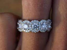 4 38 Carat Tw Diamond Halo Eternity Band Anniversary Gift Etsy Wedding Rings For Women Diamond Bands Diamond Wedding Bands