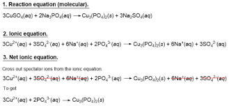 What Is The Molecular Ionic And Net Ionic Equations For Copper Ii Sulfate Sodium Phosphate Study Com