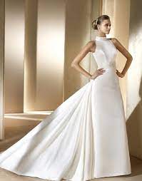 Pronovias Glamorous A Line Sleeveless Halter High Neck Wedding Dresses Style Alsina Elegant Wedding Dress Wedding Dresses Elegant Classy Wedding Dresses