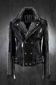 Hand Stitched Men Black Biker Genuine Leather Jacket Long Silver Spiked Studs Outerwear Studded Leather Jacket Leather Jacket Black Leather Jacket Men Style