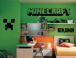 Before you go online and buy every minecraft bed set, night light and other bedroom related decor items. Minecraft Logo Inspired Wall Decal Wall Sticker Minecraft Room Minecraft Bedroom Minecraft Wall