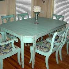 Distressed finish navarro counter height elm solid wood dining table. Antique Dining Table Set We Gave It The Aged To Perfection Turquoise Distressed Love Fi Antique Dining Tables Painted Dining Room Table Home Decor Kitchen