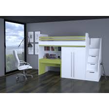 Dolphin midisleeper moby kiefer mit schräger leiter (8071). Polini City Hochbett Mit Matratze Treppe Schrank Und Tisch Weiss Grun Polinikids