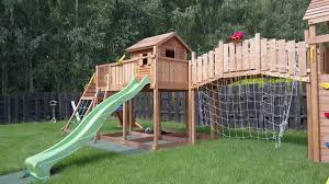 Aire de jeu enfant bois. Aire De Jeux Geante Spider Land Toboggans Cabane Escalade Pont Fungoo Youtube