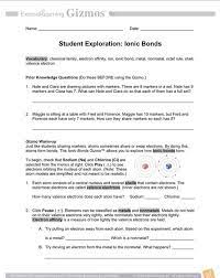 Student exploration chemical changes answer key by dedfsf. Ionic Bonds Student Exploration Gizmo Worksheet Ionic Bonding Covalent Bonding Worksheet Covalent Bonding