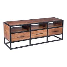 The open architecture design provides plenty of. The Urban Port 16 Contemporary Wood Tv Unit With Metal Frame In Brown Black Upt 182999