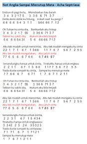 Aku tak mudah untuk mencintau mp3 & mp4. Not Angka Lagu Sampai Menutup Mata Acha Septriasa Dunia Lirik Not Lagu
