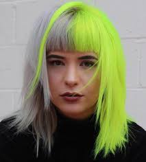 Black And Neon Green Hair Split 40 Two Tone Hair Styles Two Color Hair Split Dyed Hair Half Colored Hair