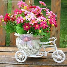 This week we are showing you how to create a quirky vintage bicycle flower arrangement incorporating beautiful blues and lilacs. Plastic Tricycle Bike Design Flower Basket For Flower Plant Home Weddding Decoration Buy From 6 On Joom E Commerce Platform