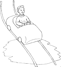 Junge Faehrt Achterbahn Ausmalbild Malvorlage Kinder