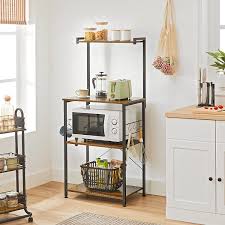 Celery layered at the base of a roasting pan adds flavor to the juices for delicious gravy. Buy Vasagle Kitchen Storage Bakers Rack Coffee Bar 3 Tier Shelf 6 S Hooks For Microwave Spice Jars Pots And Pans Industrial Rustic Brown And Black Ukks023b01 Online In Vietnam B08t9jy24b